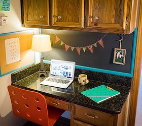 kitchen desk small space makeover, chalkboard paint, kitchen design, painted furniture