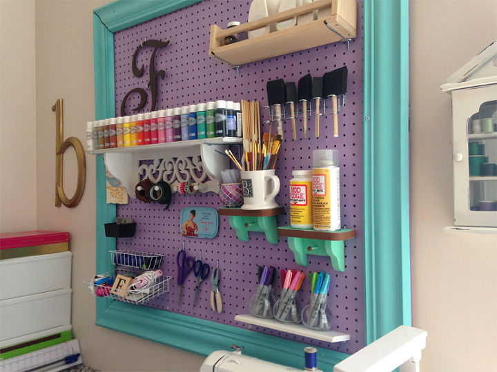 organizing craft room pegboard framed, craft rooms, diy, organizing, woodworking projects