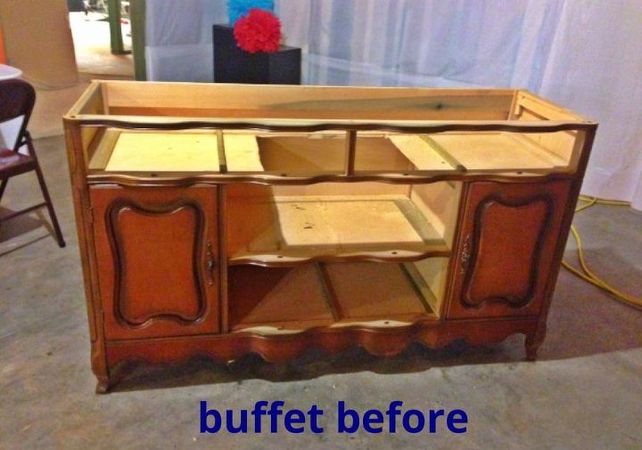 i knew i wanted to turn this buffet into a bathroom vanity