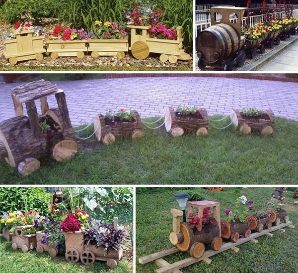 http www ideesandsolutions com 2014 08 diy wooden train for your backyard html, container gardening, gardening