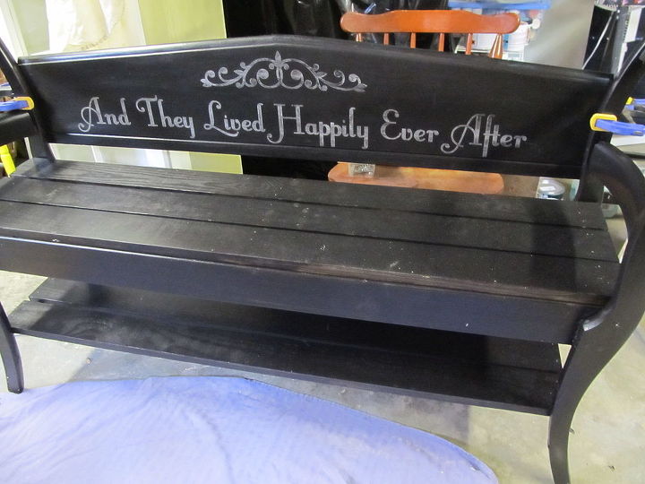 double chair bench, outdoor furniture, painted furniture, repurposing upcycling