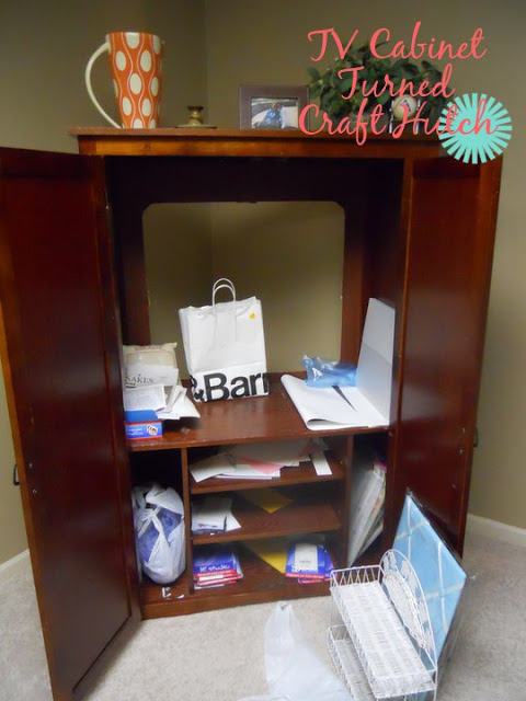 craft hutch tv cabinet repurpose redo, craft rooms, organizing, repurposing upcycling, Old TV Hutch