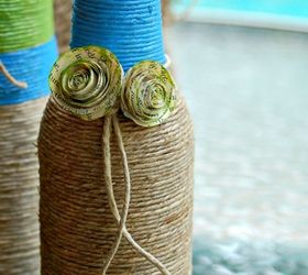 crafts twine wrapped bottles, crafts, home decor, repurposing upcycling