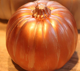 craft gild fake pumpkin with metallic spray paint, crafts, halloween decorations, seasonal holiday decor