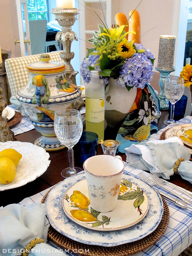 amalfi tablescape dining room country lemons, dining room ideas, home decor