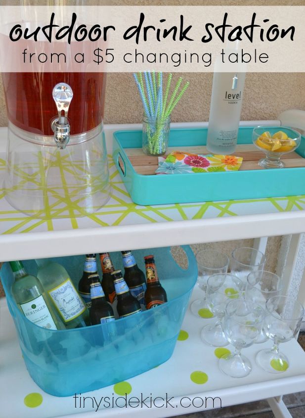 changing table beverage station upcycle outdoor, outdoor furniture, outdoor living, painted furniture, repurposing upcycling
