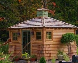 potting shed with wine cooler and ceiling fan my kind of gardening, container gardening, gardening, outdoor living, repurposing upcycling