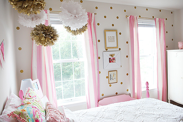 bedroom ideas girls room pink white gold decor, bedroom ideas, painted furniture, reupholster, wall decor