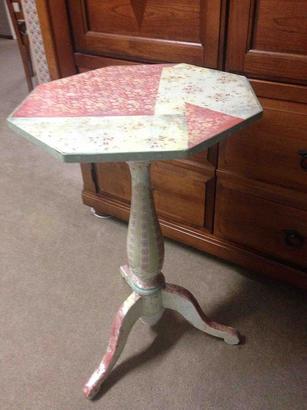 mod poge scrapbook paper side table patchwork, painted furniture