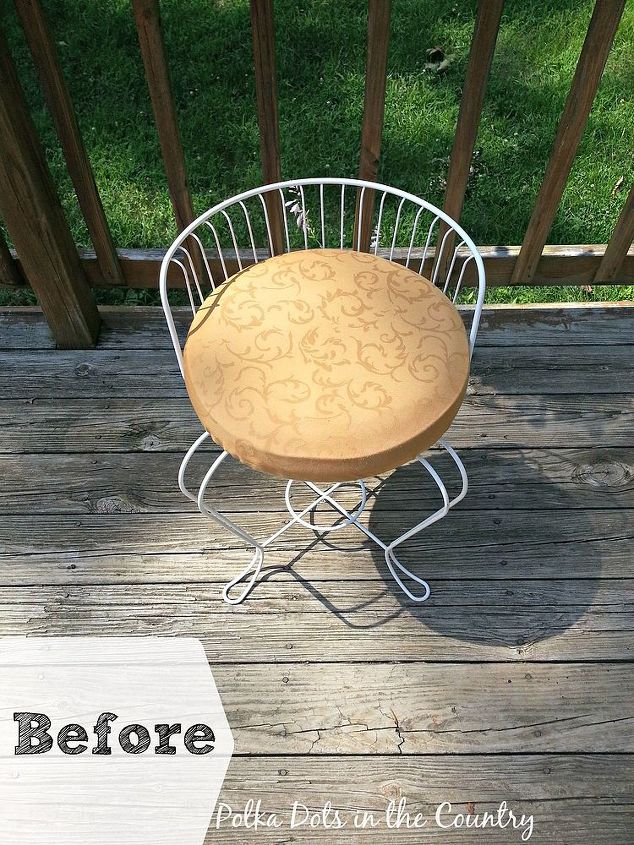 Before After Vanity Stool Makeover Hometalk Before After Vanity Stool Makeover Polka Dots In The Country Diy Painted Furniture