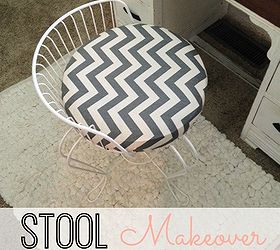 before after vanity stool makeover polka dots in the country, diy, painted furniture, reupholster
