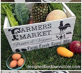 diy vintage style famers market crate how to stencil with paper, diy, painted furniture, repurposing upcycling