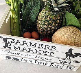 diy vintage style famers market crate how to stencil with paper, diy, painted furniture, repurposing upcycling