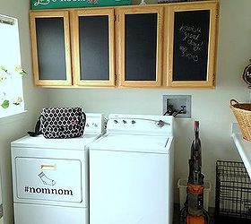 laundry room makeover a renter friendly cabinet makeover, chalkboard paint, kitchen cabinets, laundry rooms, wall decor