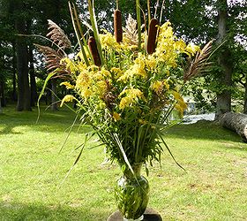 cattail goldenrod centerpiece, flowers, gardening