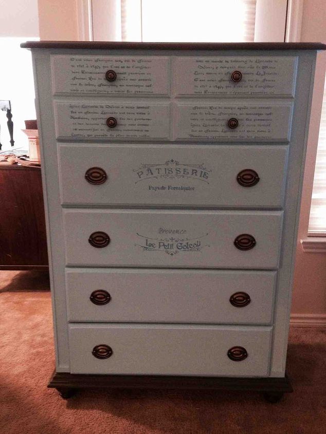 chest dresser before after, painted furniture, The other side with the same Paris theme