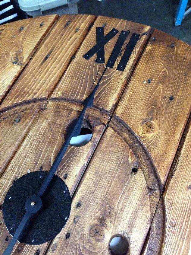diy large cable spool wall clock