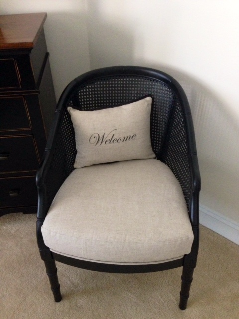 a welcomed chair makeover, painted furniture, reupholster