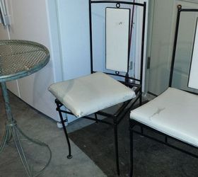 cute bistro set, outdoor furniture, painted furniture, reupholster