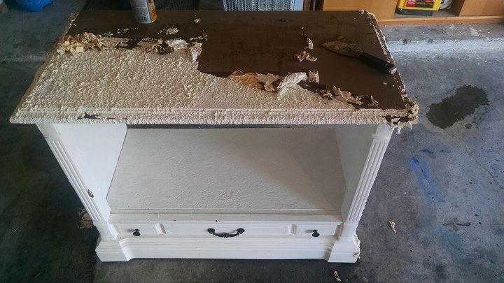 from old console tv to cute doggy bed, crafts, painted furniture, pets animals, repurposing upcycling, reupholster, Stripped all the white paint off of it