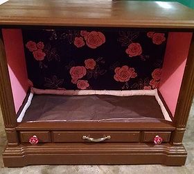from old console tv to cute doggy bed, crafts, painted furniture, pets animals, repurposing upcycling, reupholster, Almost done