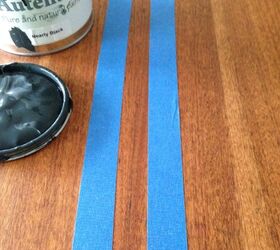 painting grain sack stripes restoring a vintage table, painted furniture, Adding a stripe
