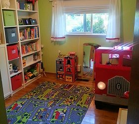fire truck toddler bed, bedroom ideas, diy, painted furniture, repurposing upcycling, woodworking projects