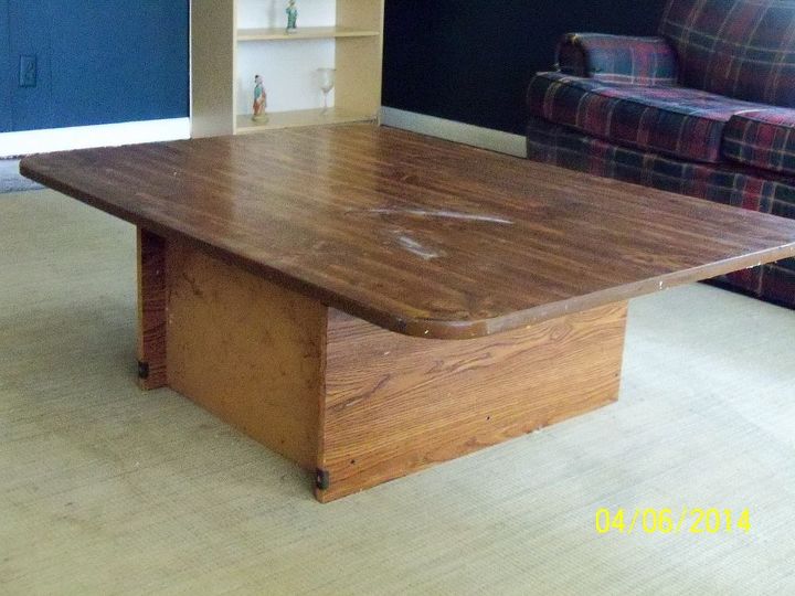 coffee table made from a old table top and a bookshelf, painted furniture, repurposing upcycling