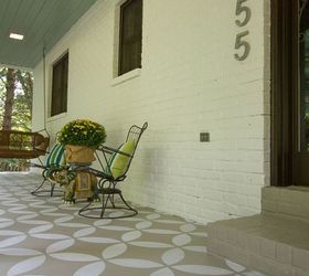 stenciled and painted front porch makeover, curb appeal, painting, porches