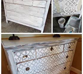 give old furniture a fresh feel with a stencil, painted furniture, repurposing upcycling