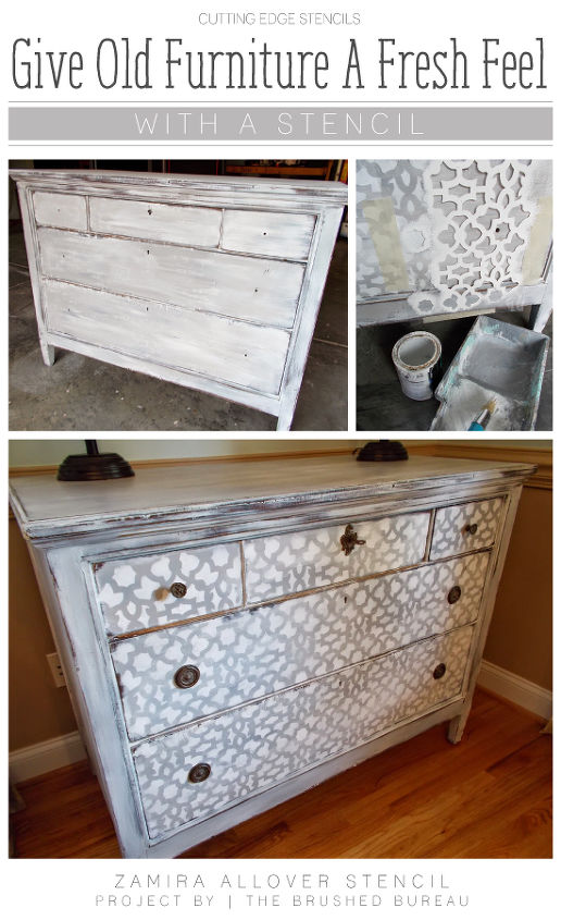 give old furniture a fresh feel with a stencil, painted furniture, repurposing upcycling
