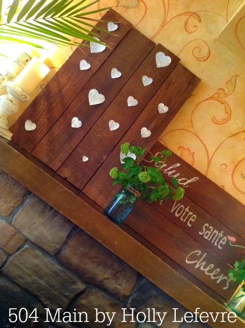 pallet rustic art metal heart embossed, crafts, diy, woodworking projects