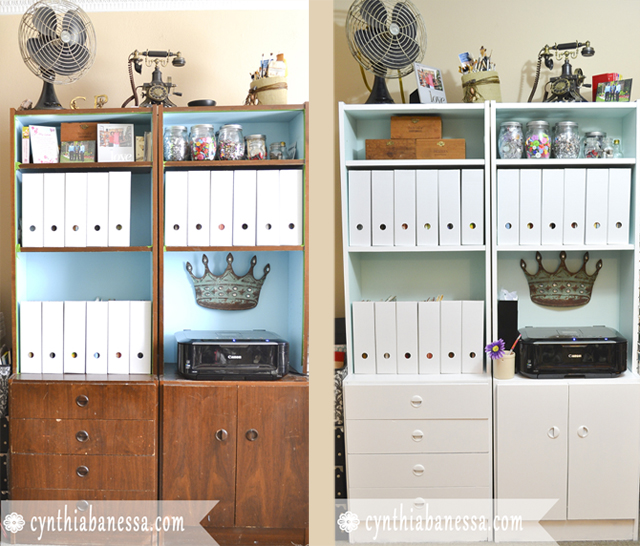 painted furniture cabinet craft room update, craft rooms, organizing, painted furniture, shelving ideas, Before and After