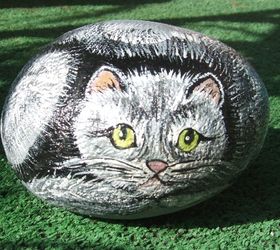 crafts painting rocks pebbles art, crafts, My finished cat