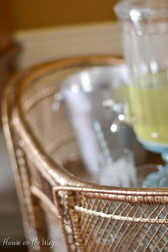 diy gold wicker beverage cart thrifted, diy, painted furniture, repurposing upcycling
