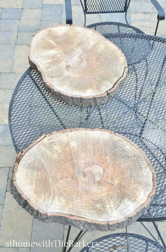 woodworking wood fall centerpiece tree trunk slab rustic, dining room ideas, home decor, repurposing upcycling, seasonal holiday decor, woodworking projects