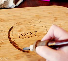 diy monogrammed cutting board wood burning stencil, crafts