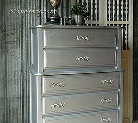 metallic silver paint looks shiny aged and antique furniture, painted furniture