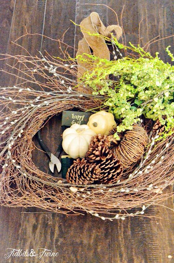 fall decor wreath woodsy burlap, crafts, home decor, seasonal holiday decor, wreaths