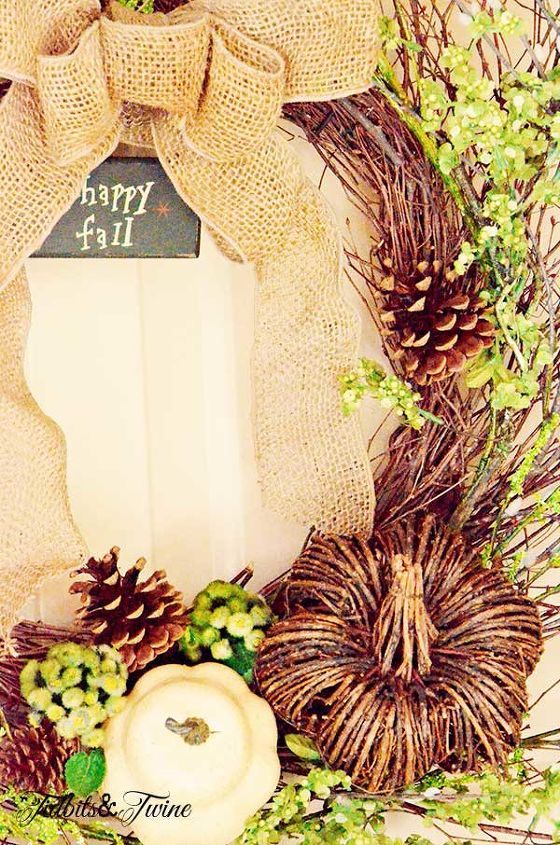 fall decor wreath woodsy burlap, crafts, home decor, seasonal holiday decor, wreaths