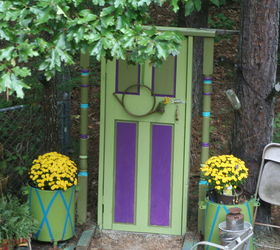 garden art door upcycle repurpose, container gardening, gardening, landscape, outdoor living, repurposing upcycling, woodworking projects, Because I m Happy