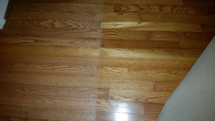 q hardwood floors refinish replace tips, flooring, hardwood floors, Faded floors The darker area is where area rugs protected them from the southern exposure