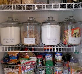 organizing kitchen pantry small solutions, closet, kitchen design, organizing, Large Glass Inexpensive Canisters 8 on shelf
