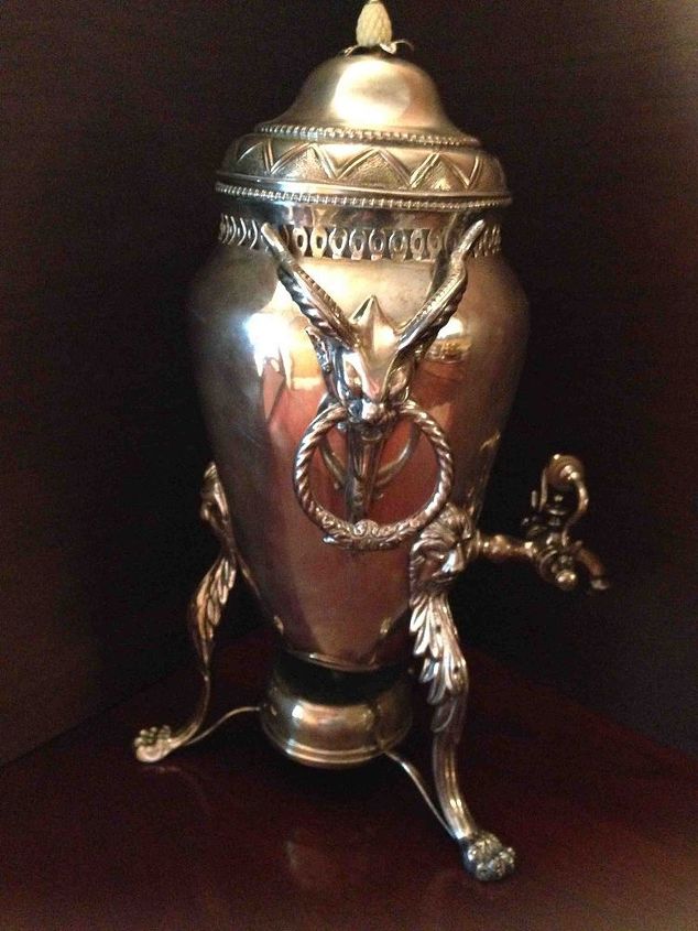 antique silver french coffee urn, home decor, repurposing upcycling