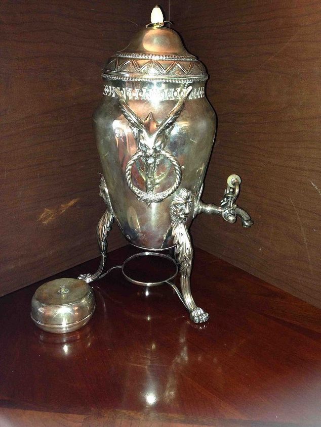antique silver french coffee urn, home decor, repurposing upcycling