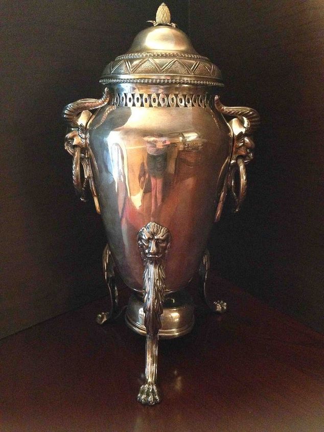 antique silver french coffee urn, home decor, repurposing upcycling