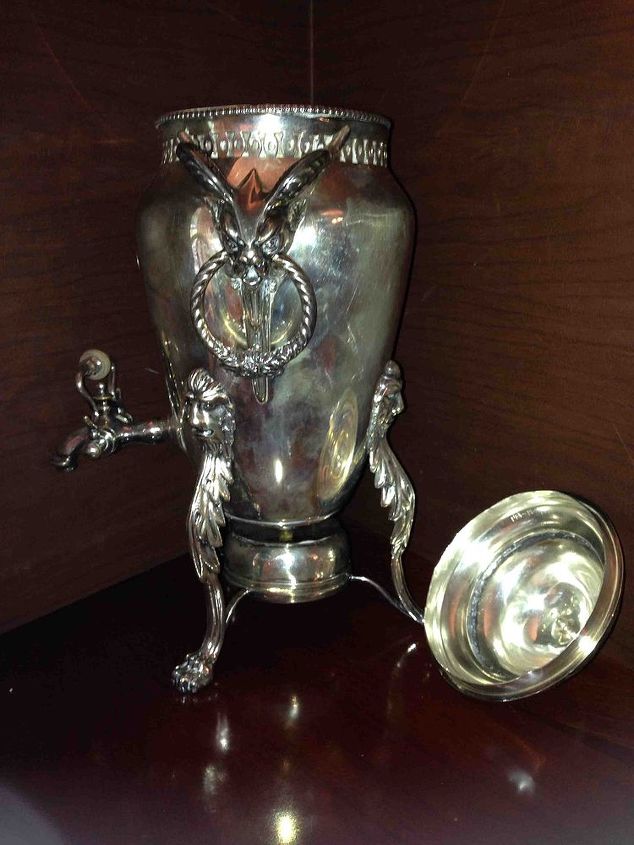 antique silver french coffee urn, home decor, repurposing upcycling