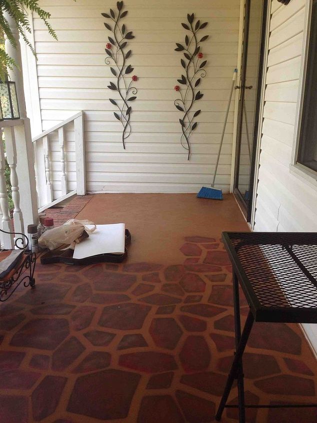 Painted Concrete Porch With A Stone Stencil Hometalk Painted Concrete Porch With A Stone