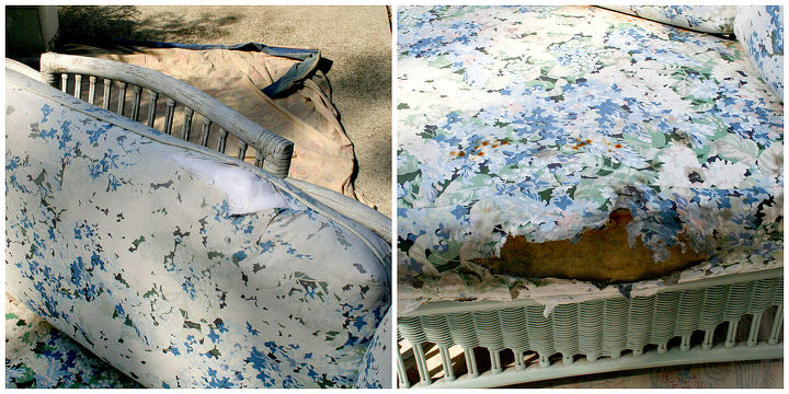 outdoor furniture makeover salvage refinish, outdoor living, painted furniture, porches, reupholster