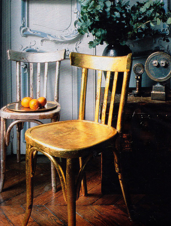 apply gold leaf to old chairs for a new look, diy, painted furniture, woodworking projects, Easy DIY Apply Gold Leaf to Old Wood Chairs